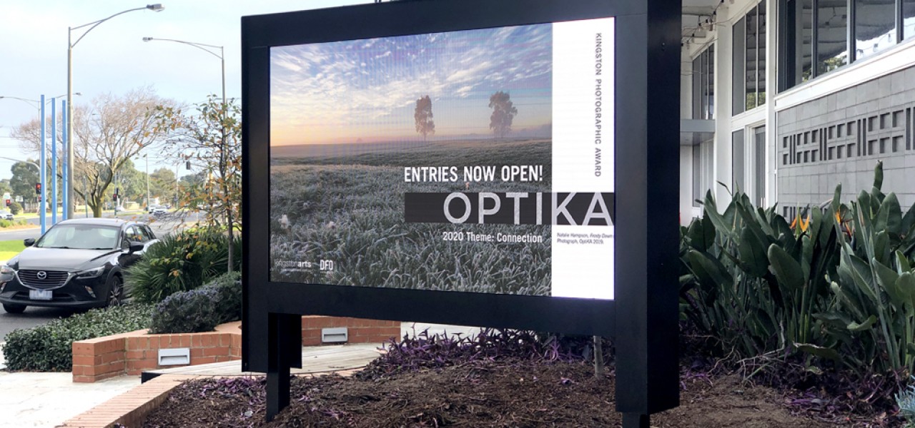 Kingston arts centre outdoor led road facing signs